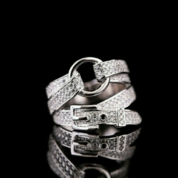Silver Diamond Buckle Ring - Picture 3 of 3